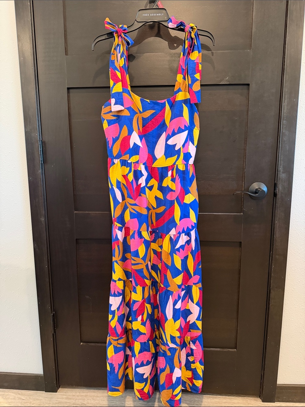 Tie-Shoulder Maxi Dress in Blue Multi Floral